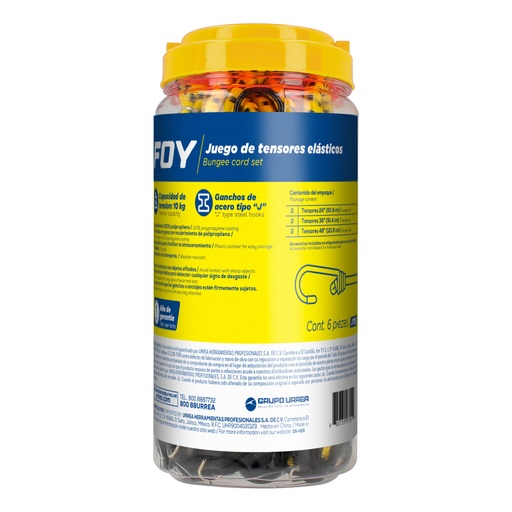 [JTE6] Juego tensores elast 6pz Foy