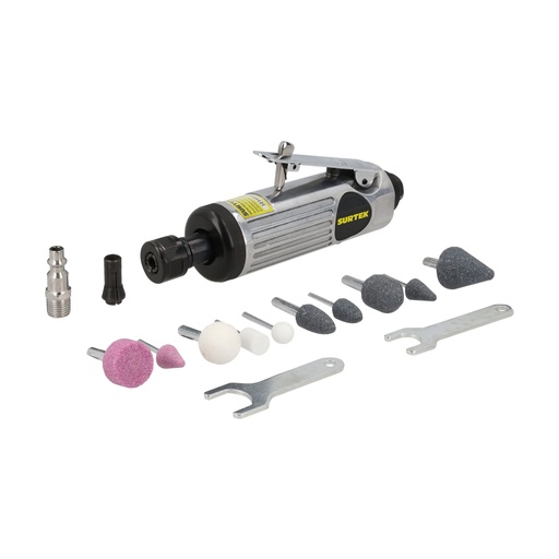 [MN414K] Juego de moto-tool neumático recto con accesorios, 15 piezas Surtek