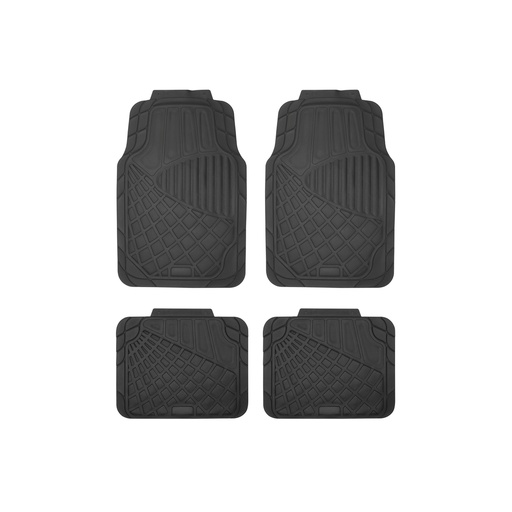 [TAR4N] Juego de tapetes para auto uso rudo, 4 piezas, color negro Surtek