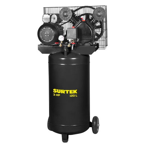 [CMPV6120] Compresor de aire eléctrico con transmisión de banda vertical 120L, 3HP, 120V Surtek