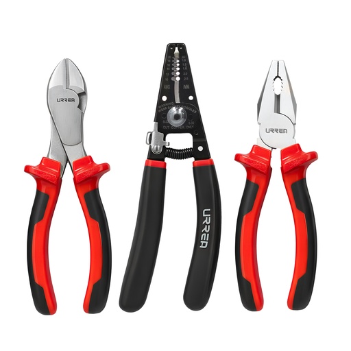 [JE3C] Juego de pinzas para electricista con mango bimaterial combinado, 3 piezas Urrea