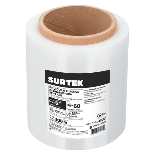 [PEMP5] Película plástica estirable para emplaye 5" Surtek