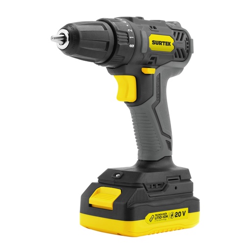 [TI620] Taladro/atornillador 3/8" a batería de Li-ion 20 V, 28 Nm Surtek