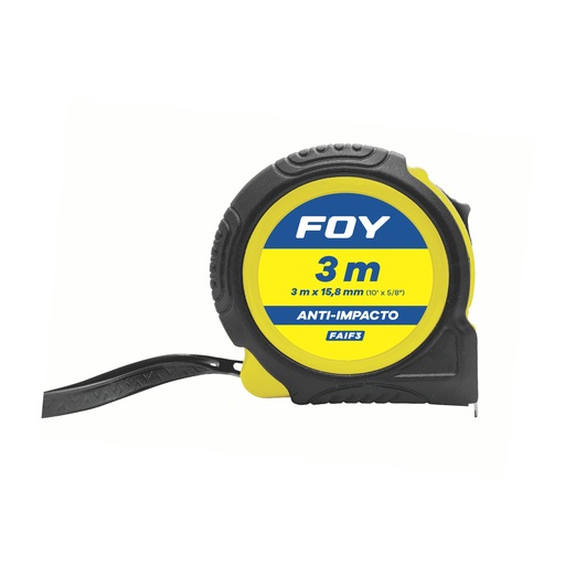 [FAIF3] Flexómetro con carcasa anti-impacto color amarillo, 3 m x 16 mm Foy