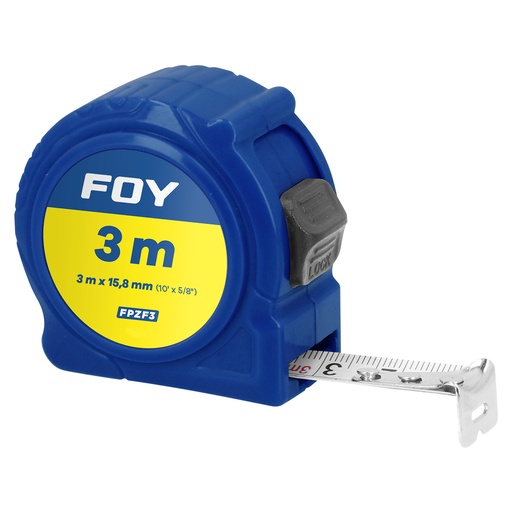 [FPZFD3] Flexómetros con carcasa de plástico azul en display, 3 m x 16 mm Foy