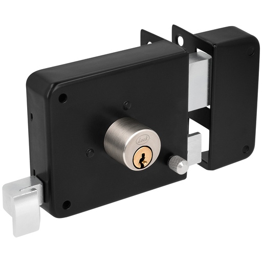 [42CS] Cerradura de sobreponer función instala fácil, negro, derecha, llave estándar, en caja Lock